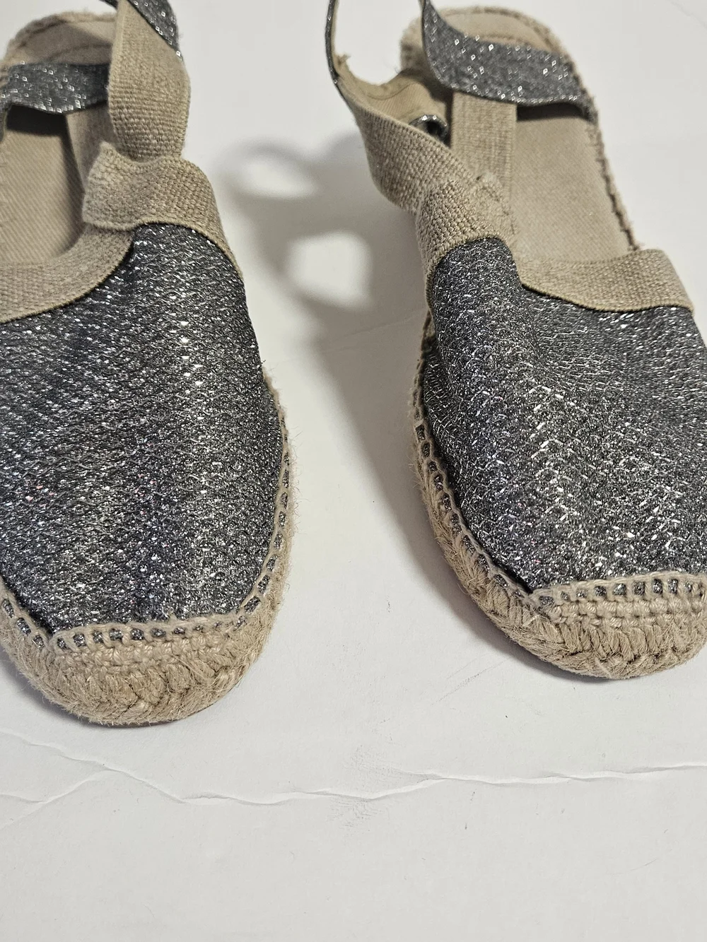 Toni PONS Glitter Espadrille Slingback Flats - Silver